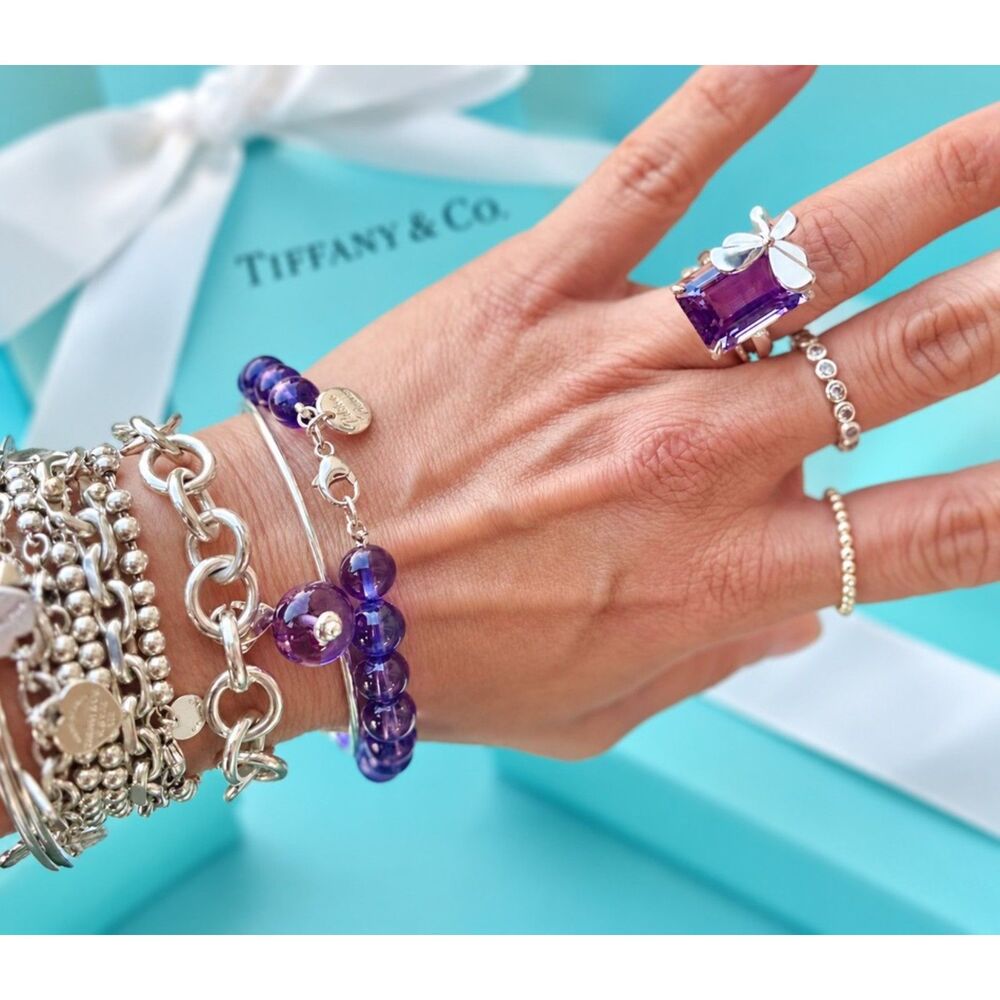 Tiffany & Co. Paloma Picasso 8mm Amethyst Bead Bracelet in Silver, 8 inch